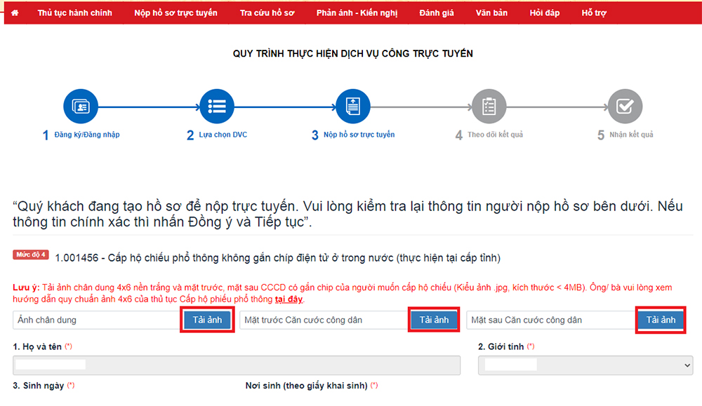 Thủ tục làm hộ chiếu phổ thông online 9